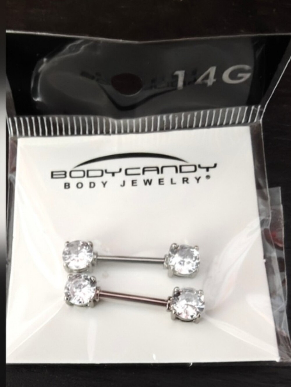 BodyCandy Silver Clear CZ Nipple Barbell Set - 14G